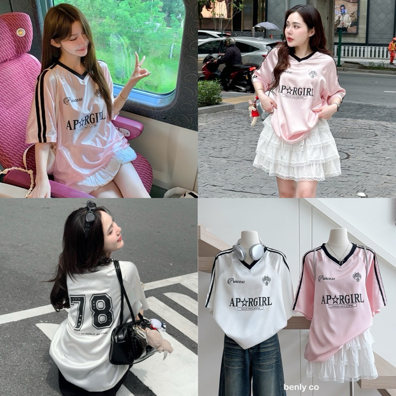 **พร้อมส่ง!!**BY0084 Oversize No.78 เสื้อบอลสีรีเฟล็ก benly-co