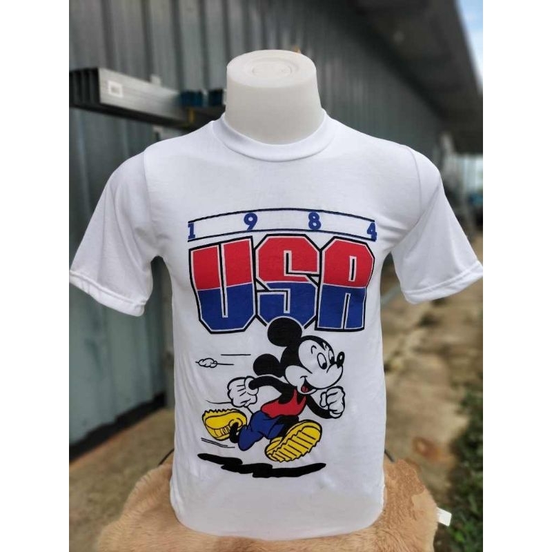 เสื้อยืดผ้าบางคอกลม ลายมิกกี้USAใส่สบายไม่ร้อน