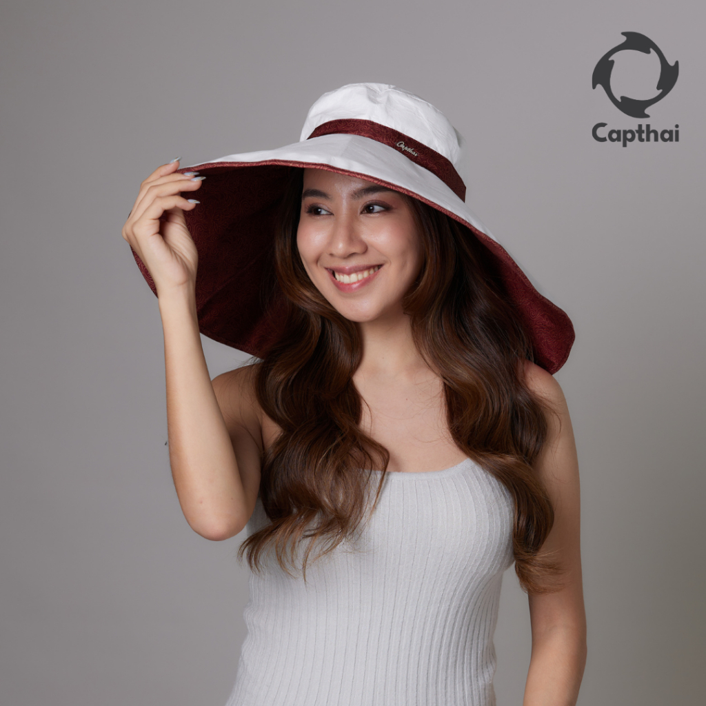หมวกปีกรอบกัน UV รุ่น Phra-Nang BL สไตล์ไทยโมเดิร์น สามารถปรับกระชับได้