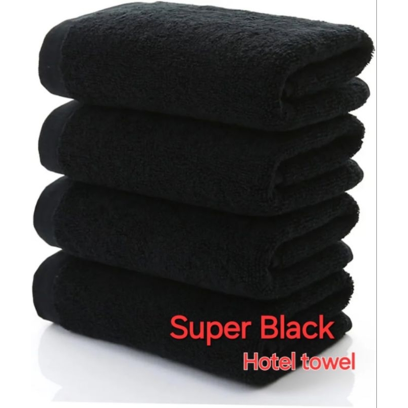 ผ้าเช็ดตัวสีดำ Super Black 100%cotton