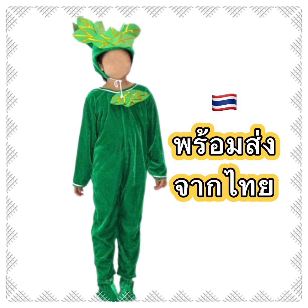 🔥ส่งฟรี EMS🔥(ไม่ง้อโค้ด)  ชุดต้นไม้ กำมะหยี่ ชุดแฟนซีต้นไม้ สีเขียว green tree kid boy girl children