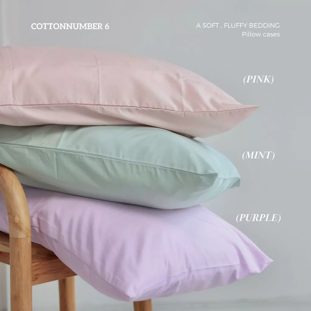 cottonnumber6 เเบรนด์ไทย ปลอกหมอน ปลอกหมอนข้าง ผ้าคอตตอน 100% นุ่มลื่น ไม่ระคายเคืองผิว เย็นสบาย Pillow case