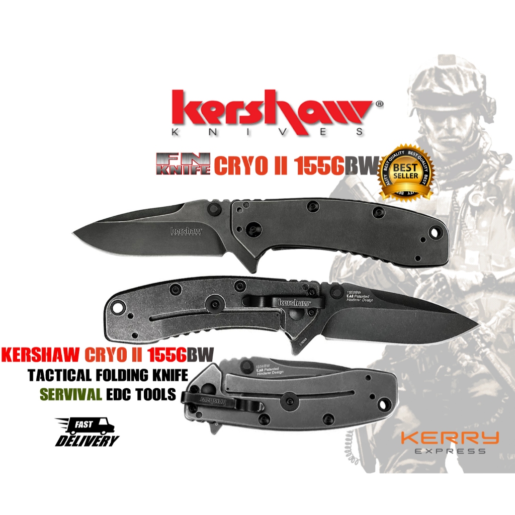 มีดพับ มีดเดินป่า Kershaw Cryo II1556BW Stainless Steel Folding Knife Frame-lock