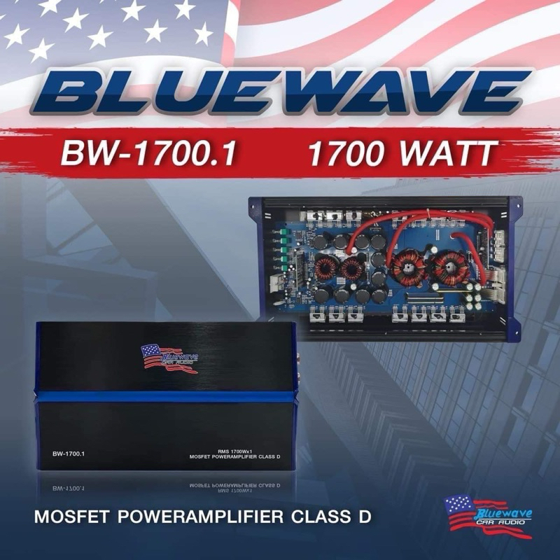 ขายเพาเวอร์แอมป์ POWER AMP Bluewave​รุ่น BW-1700.1​  1700 watt​ max​