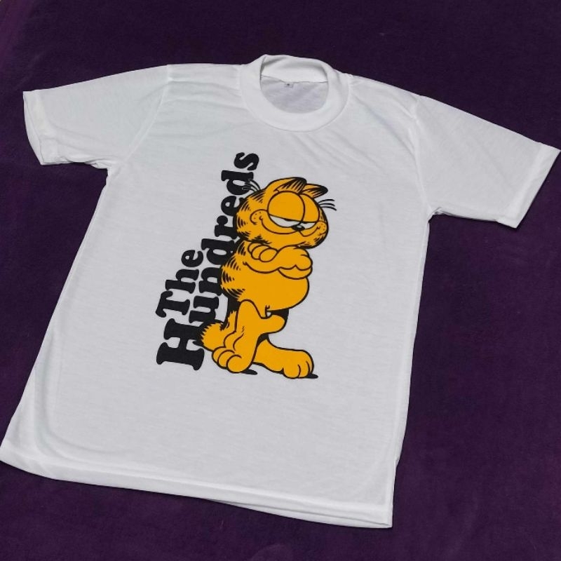 เสื้อแนววินเทจ ผ้าบาง แขนสั้น คอฟิต การ์ฟิลด์สีพื้น