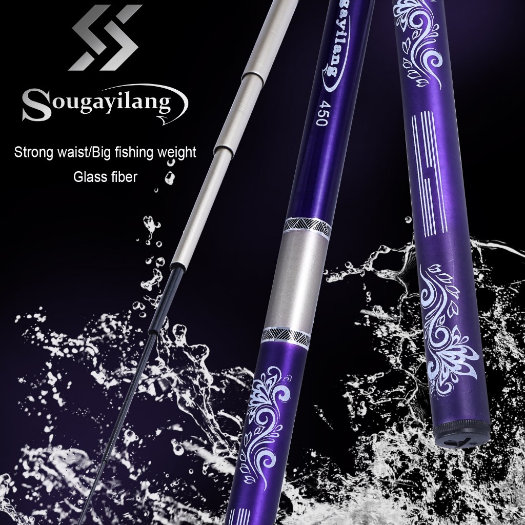 Sougayilang เบ็ดตกปลาแบบพกพาเบ็ดตกปลา 2.7-6.3m พับเก็บได้ คันเบ็ดตกปลา