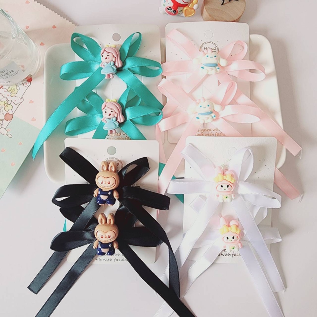 กิ๊บติดผม โบว์ริบบิ้น โบว์นักเรียน ลาบูบู้ พร้อมส่ง [1คู่=2อัน]
