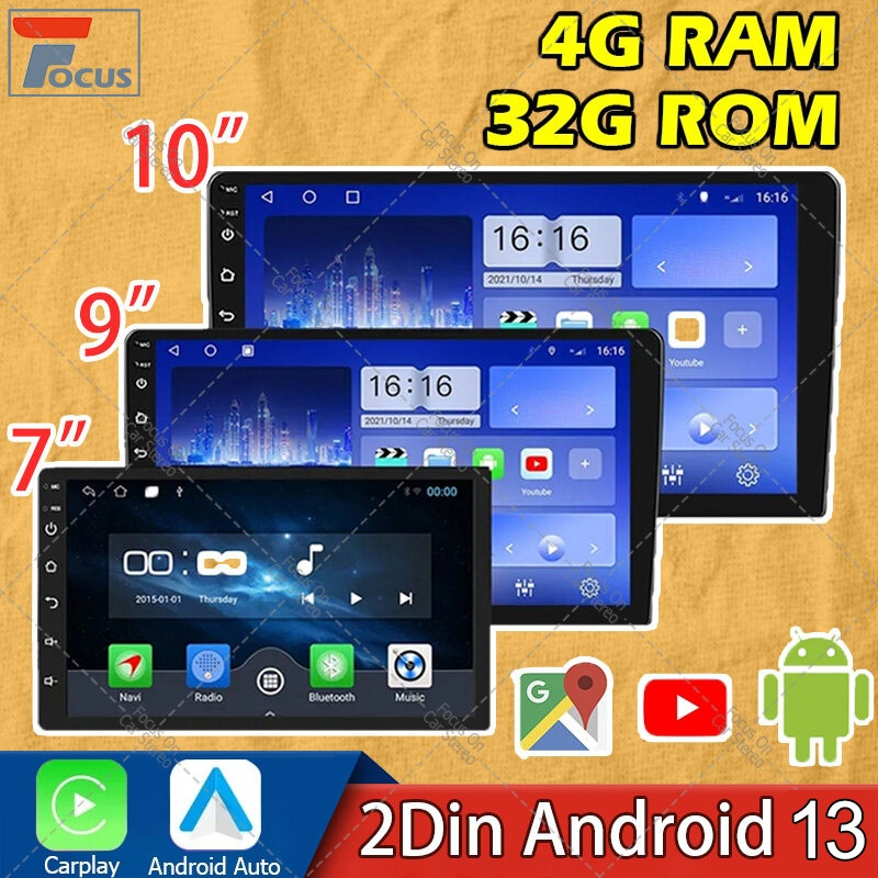 (4+32G Carplay)7/9/10 นิ้ว 2din 4G Ram รถวิทยุเครื่องเล่นมัลติมีเดีย 2.5D เครื่องเสียงติดรถยนต์สเตอริโอนำทาง GPS WiFi