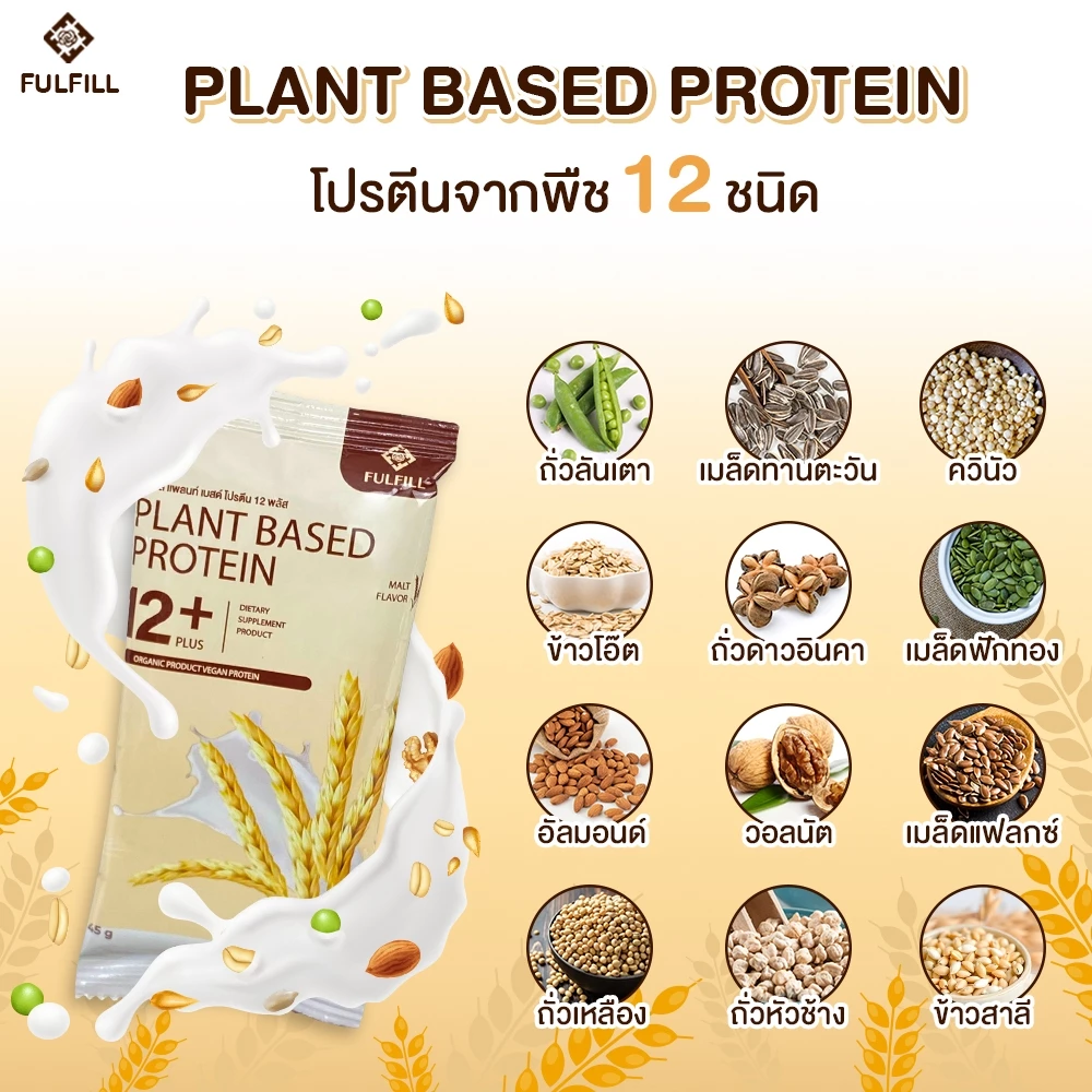 ฟูลฟิลโปรตีน โปรตีนจากพืช 12 ชนิด โปรตีนสูง 37 g. (Fulfill Plant Based Protein 12 Plus) thumbnail 5