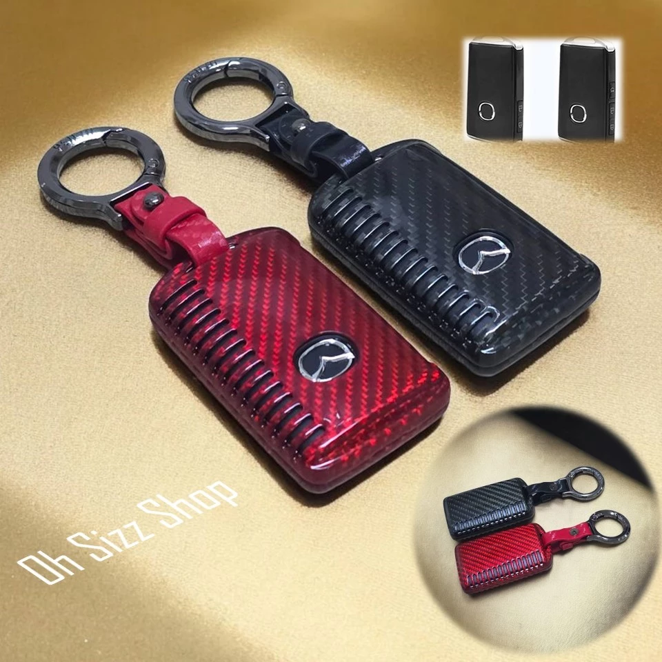 เคสรีโมทรถ Mazda ปุ่มข้าง 2024 คาร์บอนไฟเบอร์แท้ T-Carbon Air Vent Design (Top Product ; Carbon Fiber Key Case) Key Se
