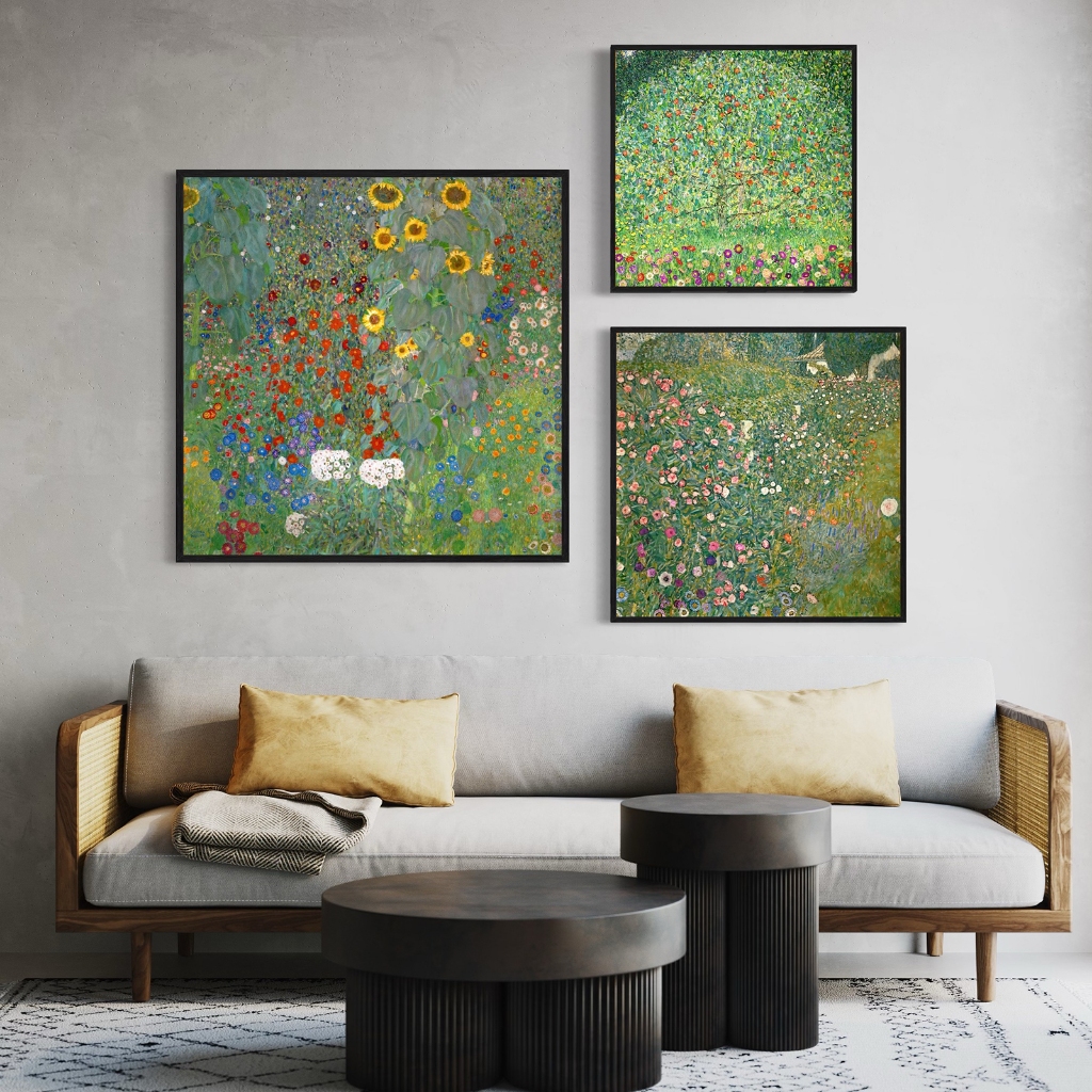 ภาพตกแต่งบ้าน Gustav Klimt, Claude Monet ภาพพร้อมกรอบไม้แท้ Painting with wood frame Gustav Klimt, C