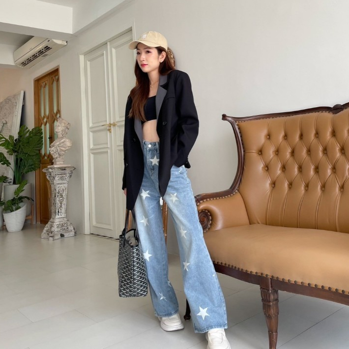Star denim jeans กางเกงยีนส์เฟดลายดาว