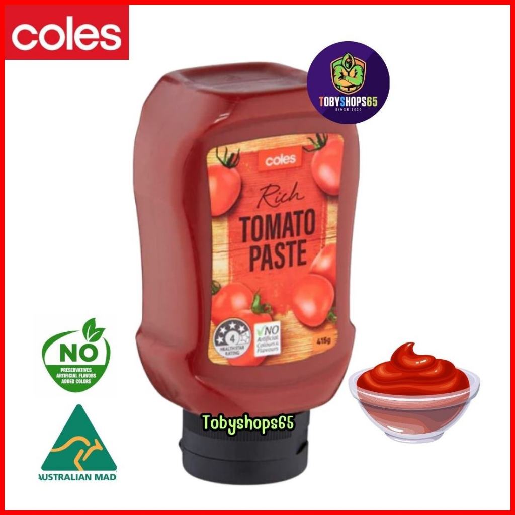 Coles Rich Tomato Paste Squeezy 415g โคลส์ ซอสมะเขือเทศ จากออสเตรเลีย BB:2025.02