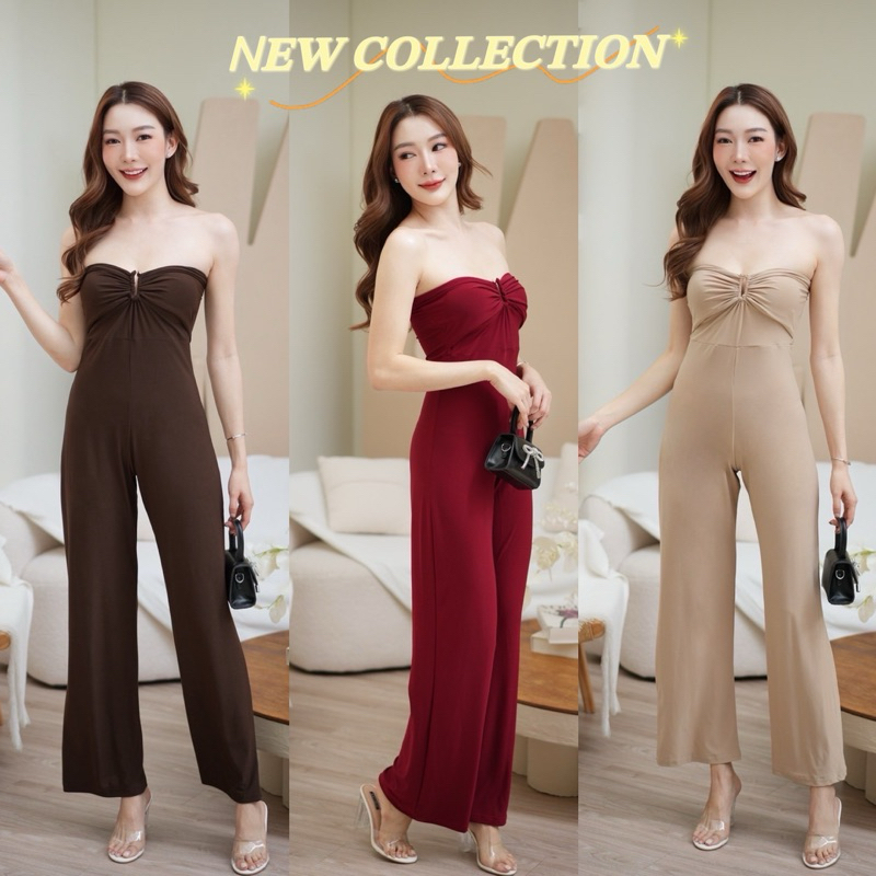 พร้อมส่ง จั้มสูทขายาว ดีไซน์ ไฮเอนสุดๆ เว้าอก โชว์หลัง สุดเซ็กซี่ แบบมีไสต์ ชุดจั้มสูทขายาว ชุดเดรสยาว ชุดคริสต์มาส
