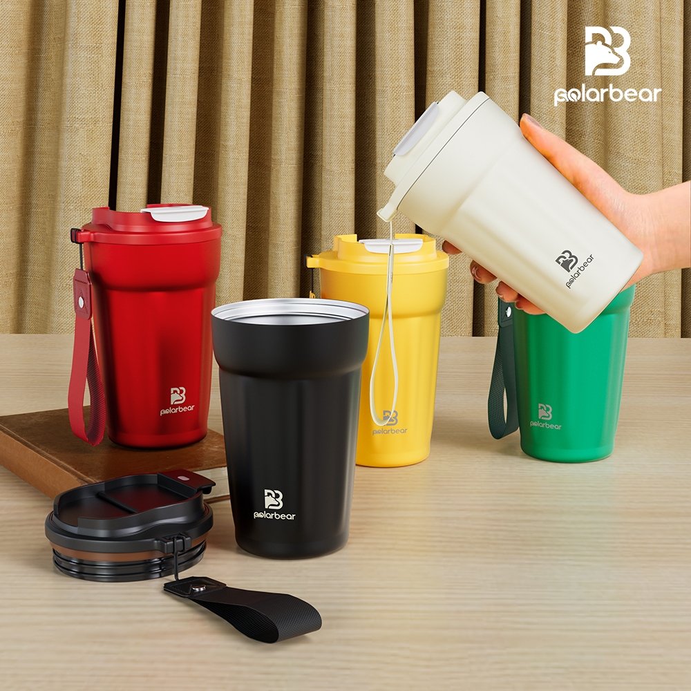 Polarbear แก้วกาแฟพกพา เก็บความเย็น แก้วกาแฟ แก้วเก็บอุณหภูมิ สแตนเลสแบบพกพา น้ำสแตนเลส 480ML 500ML