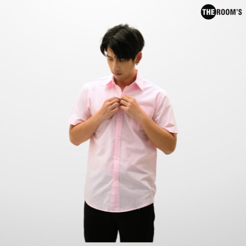 THE ROOM'S - เดอะรูม เสื้อเชิ้ต คอปก สีชมพู Oxford แขนสั้น รีดง่าย ใส่สบาย — صورة 3