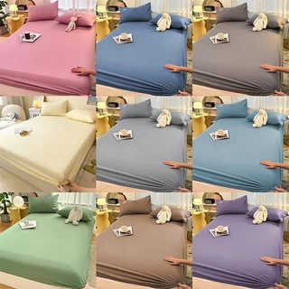 ผ้าปูที่นอน ชุดผ้าปูที่นอน 3/3.5/5/6ฟุต ผ้าปูที่นอนกันไรฝุ่น สีไม่ตก ซักเครื่องได้ พร้อมส่ง