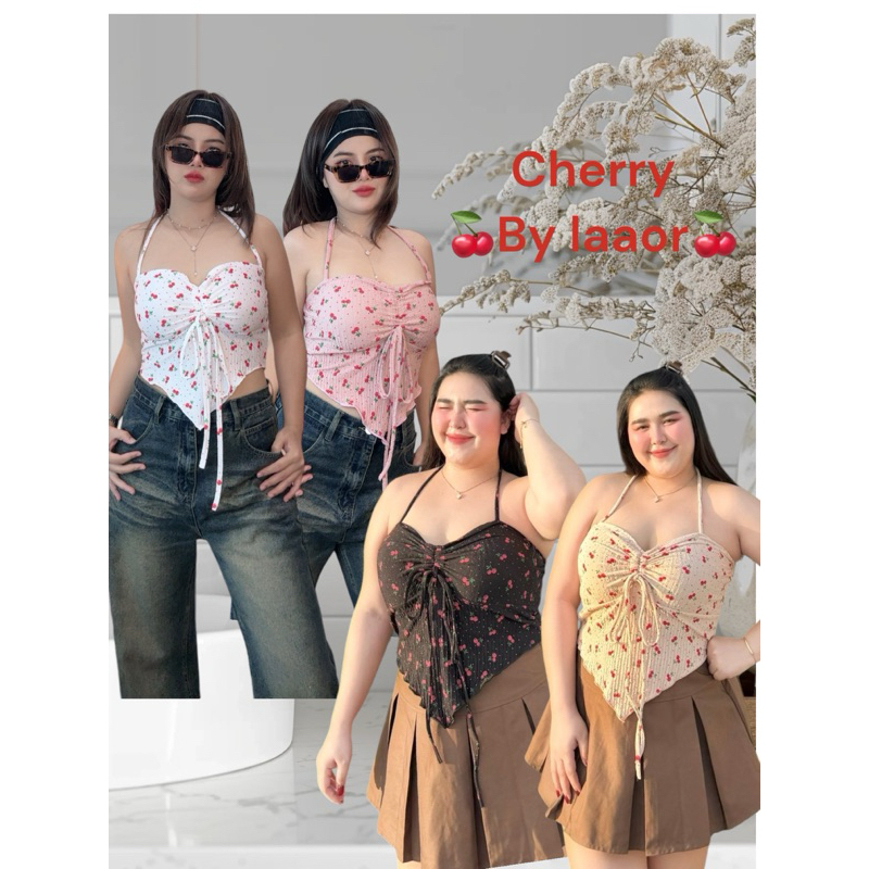 Sexy cherry สายเดี่ยวรูดหน้าปลายแหลม ลายเชอรี่ อกใหญ่สุด46 นิ้ว