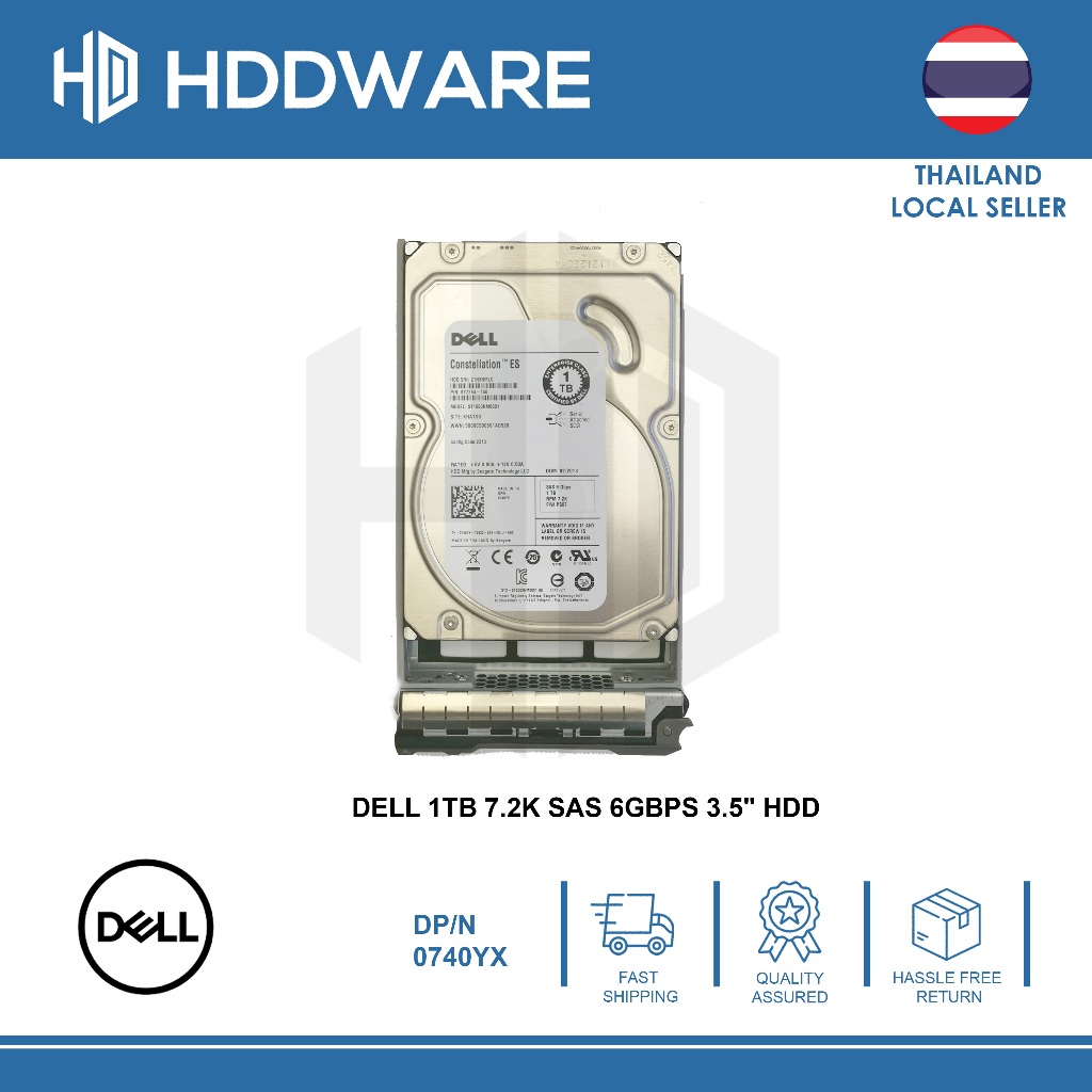 DELL 1TB 7.2K SAS 6GBPS 3.5" HDD // 0740YX // 740YX // ST1000NM0001 // 9YZ264-150 // Brand New