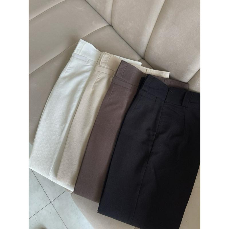 Acasey กางเกงขายาวผู้หญิง 8ส่วน กระบอกเล็ก ผ้าสลาฟ ดีเทลกระเป๋าเจาะหน้า Moolan Pants - รูปที่ 5