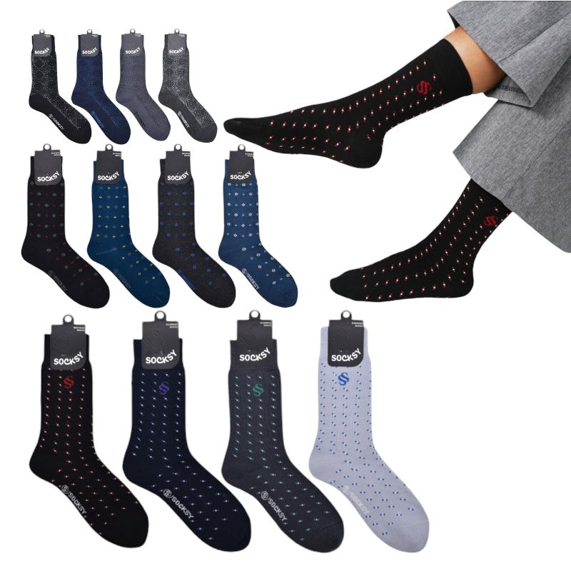 ถุงเท้าทรงนักธุรกิจ socksy ขนาดฟรีไซส์ แพ็ค4คู่
