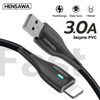 HENSAWA รุ่น US3098 สายชาร์จเร็ว 3A USB To L Micro Type-c สีดำ สายPVC 1m ชาร์จไว USB C Fast Charge Cable & Sync