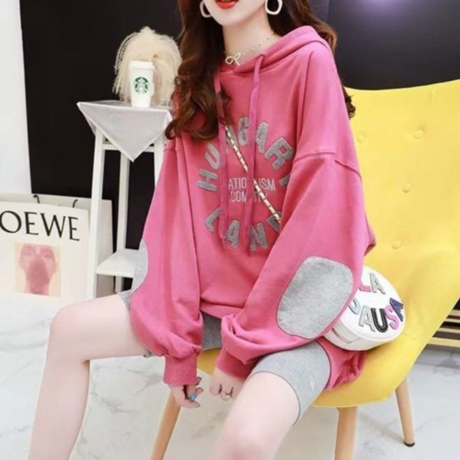 เสื้อแขนยาวมีฮู้ด Oversize (อก 52 นิ้ว) งานปัก มีกระเป๋าหน้า ผ้าคอตตอล สินค้าพร้อมส่ง B52