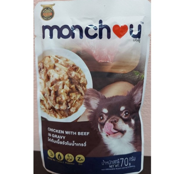 EXP.19/05/2024 Monchou(มองชู) อาหารสุนัขเปียก70gX12 ซอง*โปรดอ่านรายละเอียดก่อนสั่งซื้อ