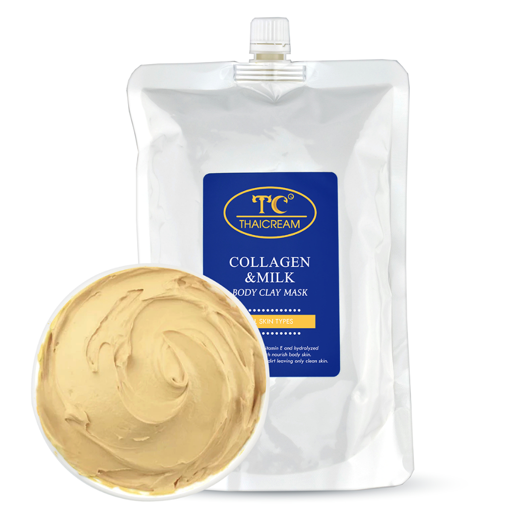 ไทยครีม มาร์คคอลลาเจน มิลค์ 1กิโล โคลนสปา พอกผิว มาส์ก thaicream collagen milk body clay mask
