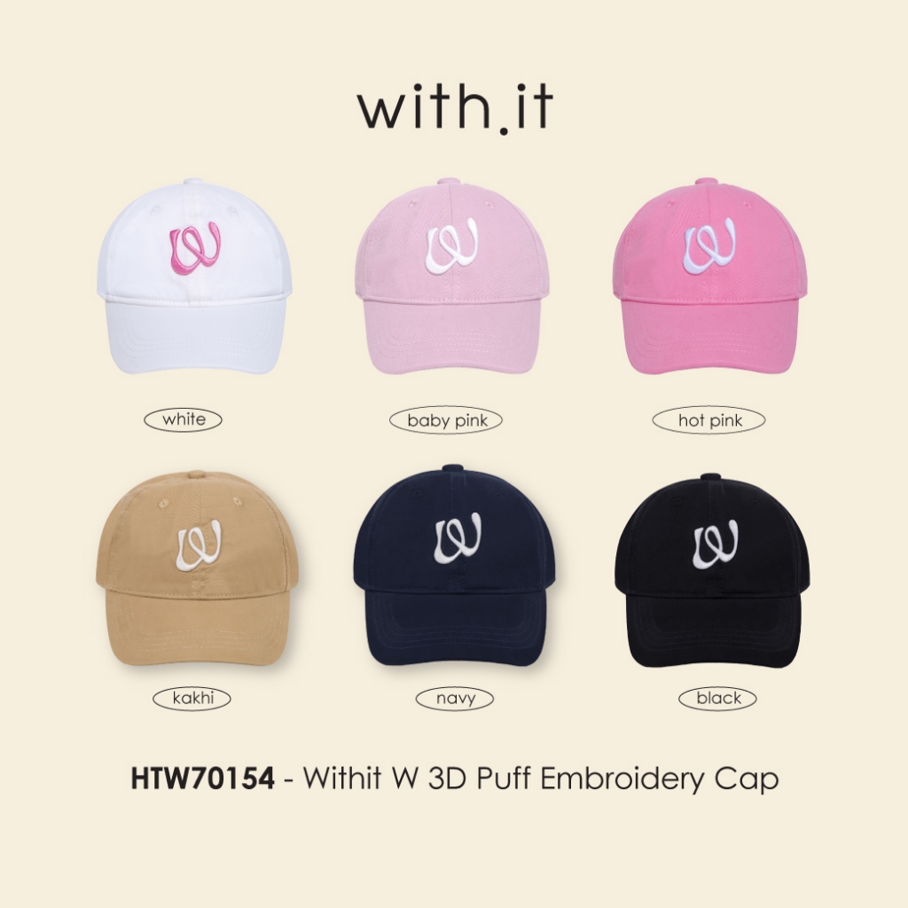 with.it.store - HTW70075 หมวกดับบลิวดีเทลปักนูนตัวดับบลิว