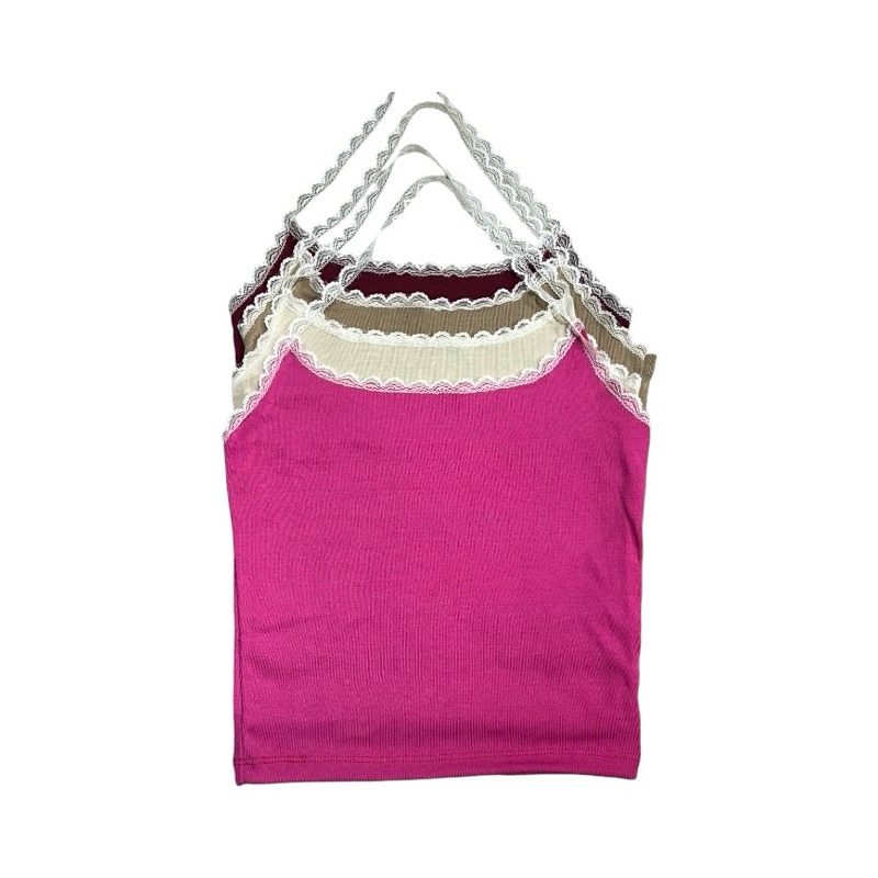 MML214🥝เสื้อครอป🥝คล้องคอ🥝ลูกไม้🥝