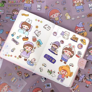สติกเกอร์ ลายเยอะ น่ารักมาก กันน้ํา ตกแต่งDIY สําหรับสมุดโน้ต ขวดน้ํา ของขวัญ PET