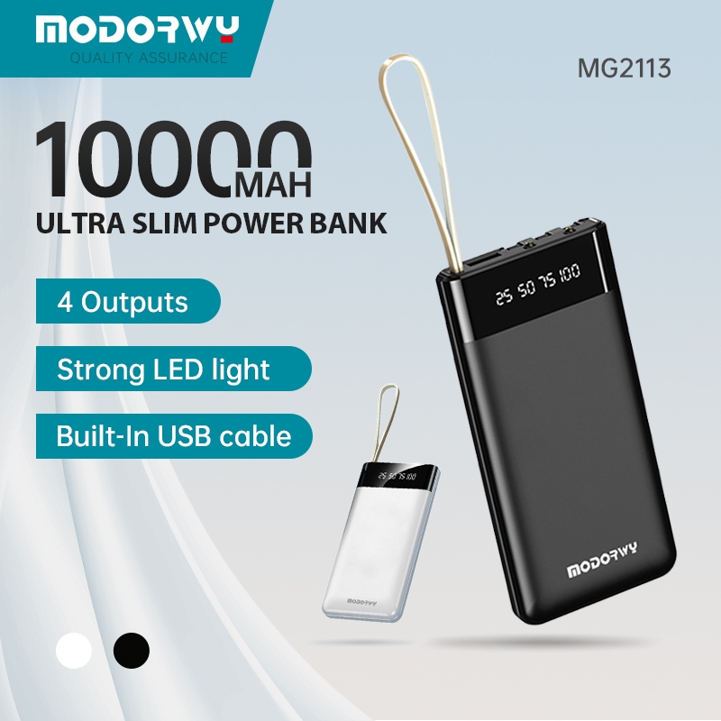 【ราคาเคลียร์】Modorwy powerbank พาวเวอร์แบงค์ พาวเวอร์แบงค์ชาร์จเร็ว 10000mAh ขนาดเล็ก ชาร์จเร็ว สายชาร์จในตัว หน้าจอ LED