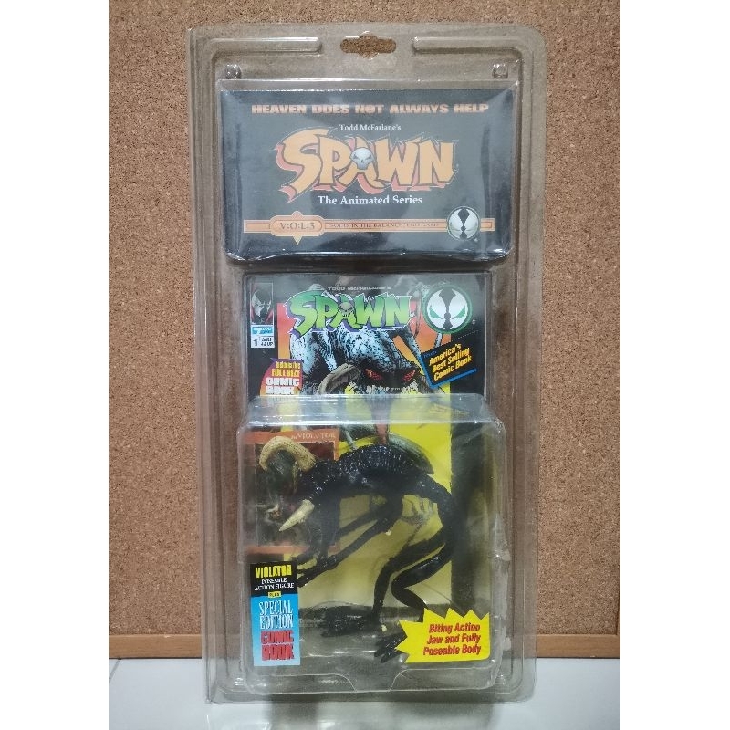 1997​ McFarlane Toys​ Spawn Black Violator Action Figure / SPECIAL EDITION COMIC​BOOK​ &​ The Animat