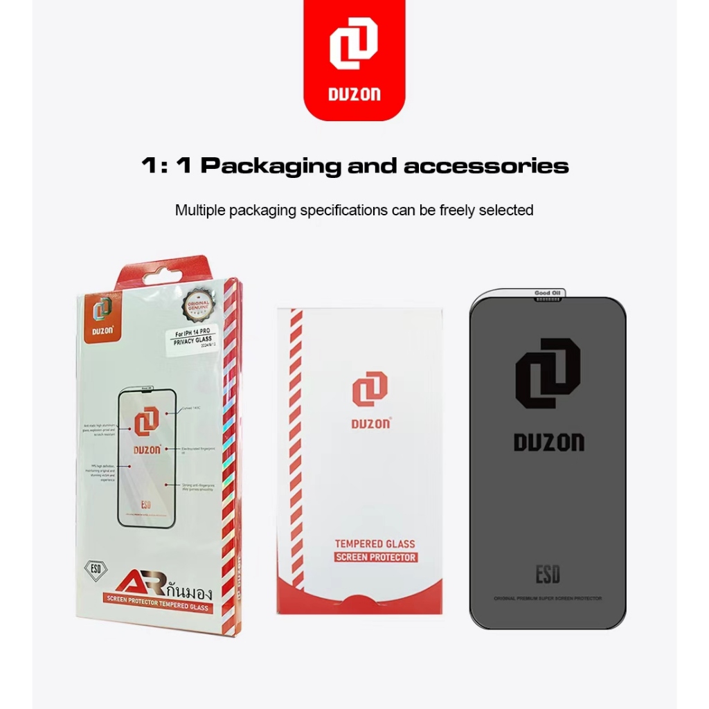 N235 PRIVACY GLASS FILM กันมอง DUZON FOR IPHONE 17 E AIR 16 11 12 13 14 15 PRO MAX XS XR PLUS Smartphone หน้าจอ