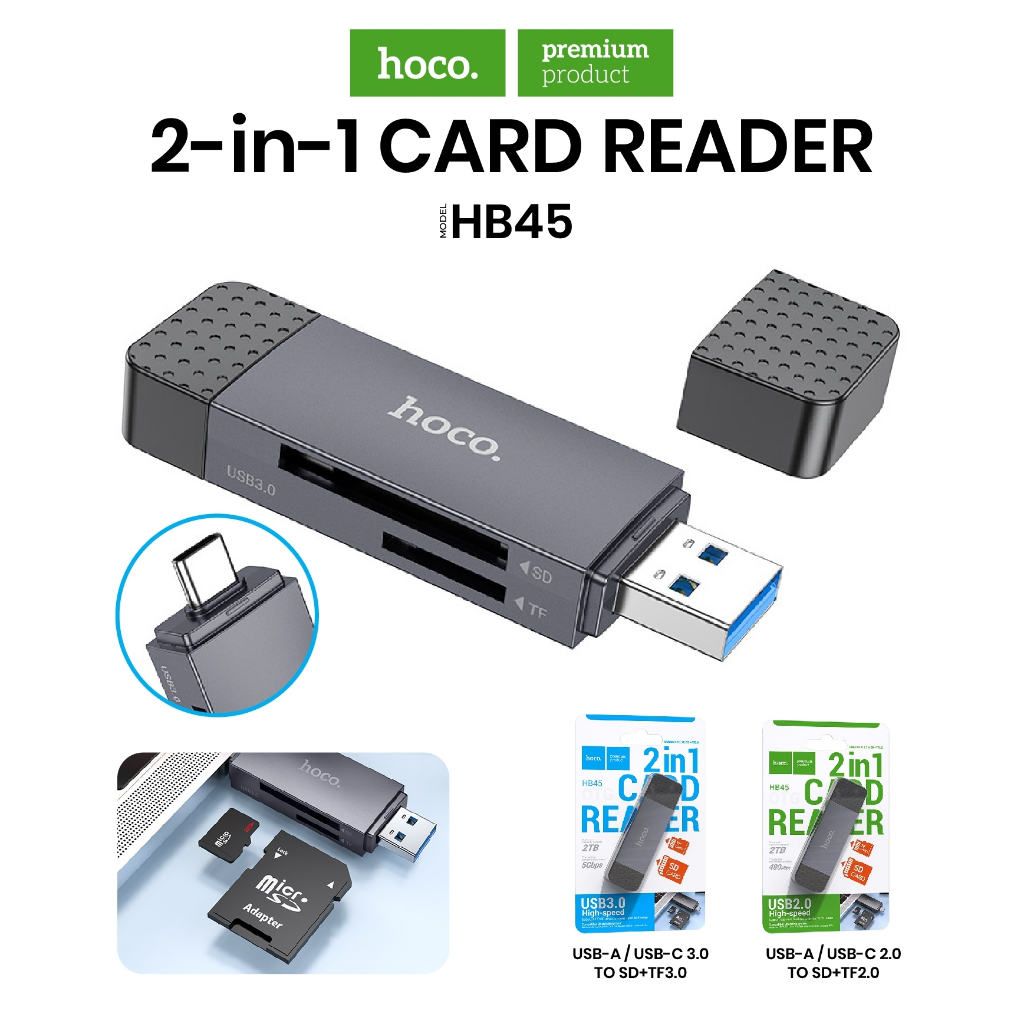 HOCO HB45 หัวเเปลง ตัวเเปลง 2in1 Type-C USB 3.0 ความเร็วสูง 5Gbps รองรับ OTG Hoco_Shop.TH