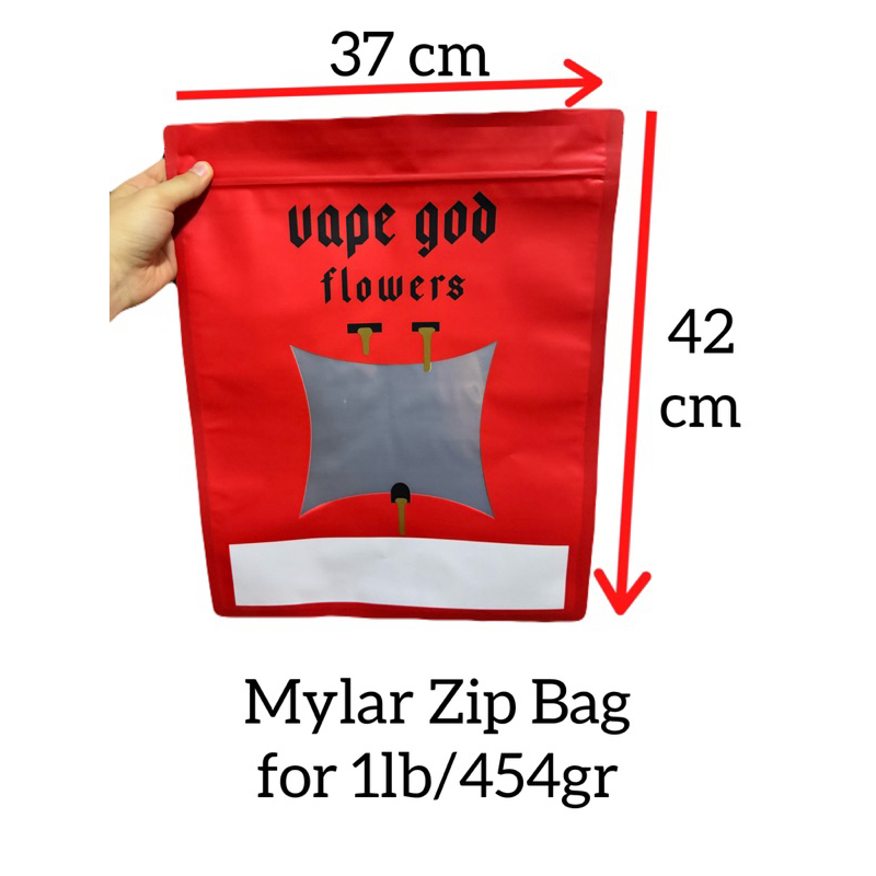 Mylar zip bag size 454 grams / 1 lb God Flowers