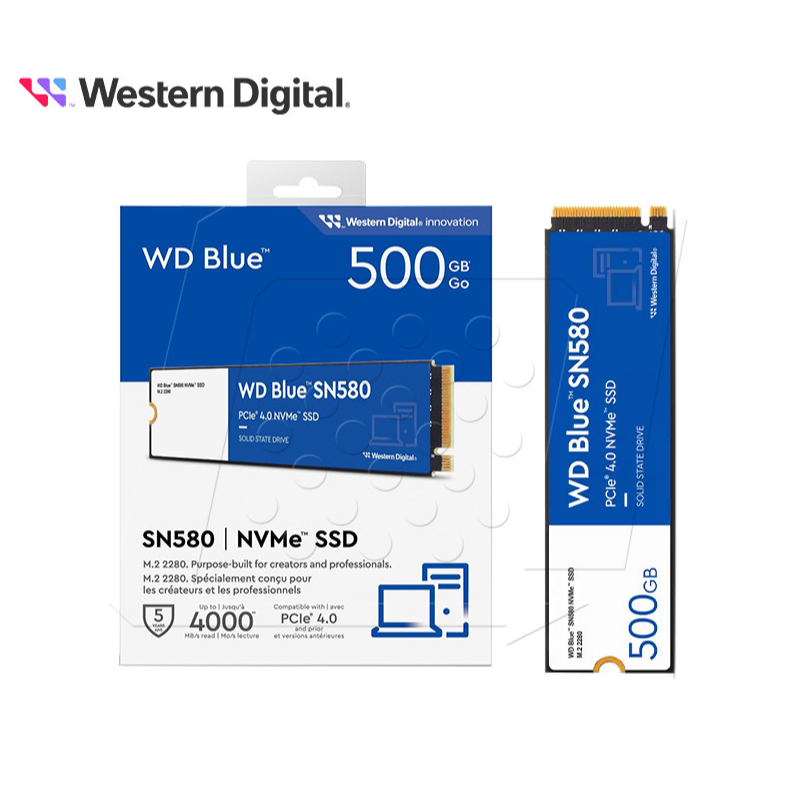 (เอสเอสดี) WD BLUE SN580 - PCIe 4x4/NVMe M.2 2280 250GB 500GB 1TB