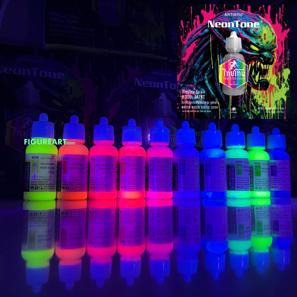 THAITONE NeonTone แบบแยกขายทีละขวด Fluorescent ฟลูออเรสเซนต์ สีอะคริลิคสูตรน้ำ กันดั้ม กันพลา gundam gunpla โมเดล
