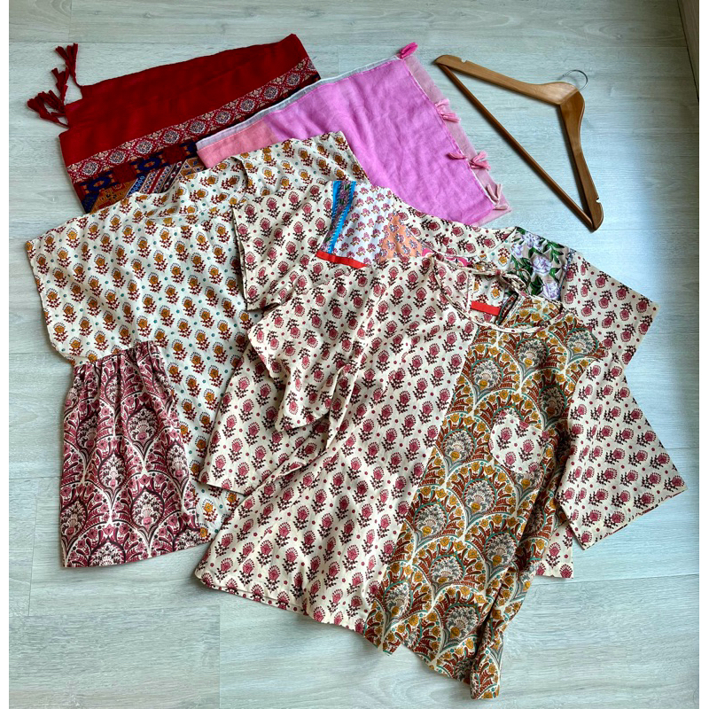 เสื้องานผ้าป่านอินเดียหรือคอตตอนอินเดีย hand block 3แบบ3ลาย