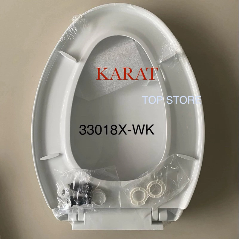 TOP STORE ฝารองนั่งชักโครก (หน้ายาว) มาตรฐาน ครบชุด รุ่น   33018X-WK กะรัต KARAT ใช้ได้ทุกยี่ห้อ