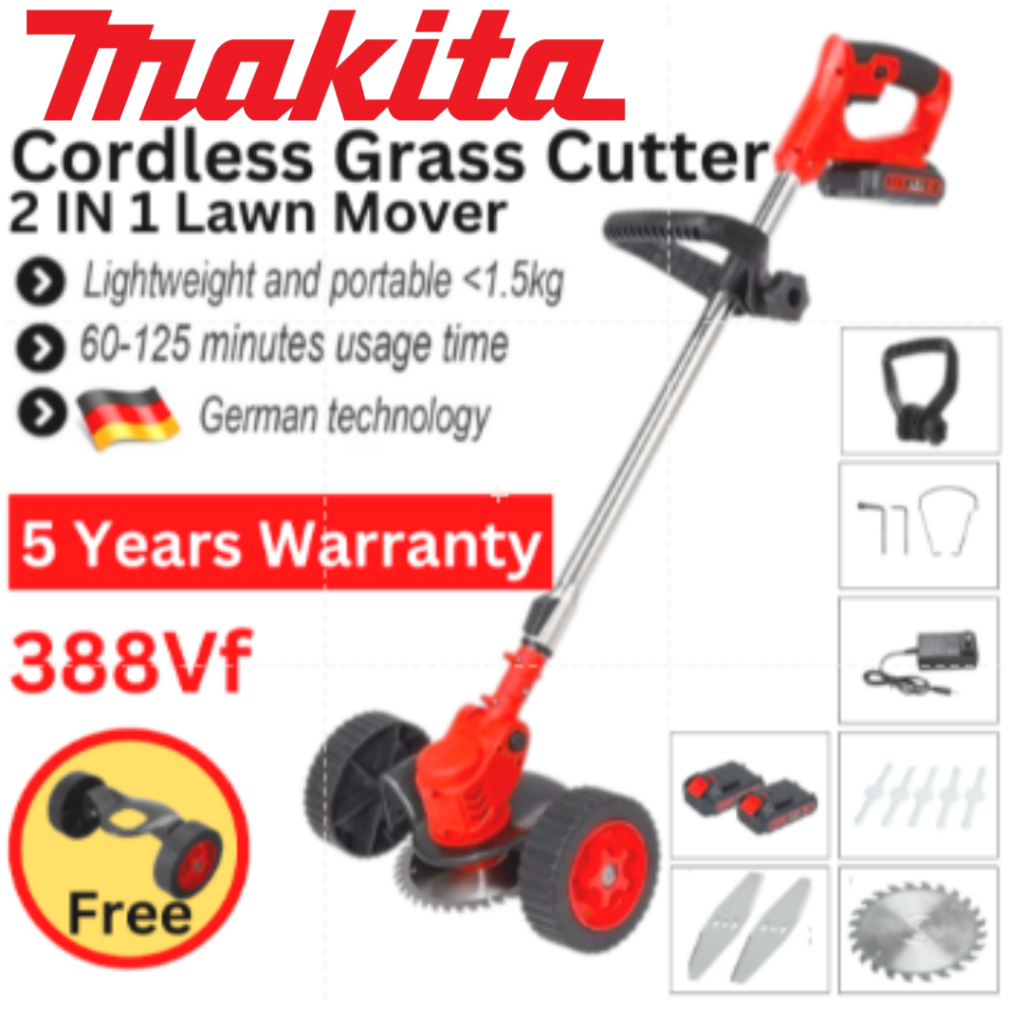[รับประกัน 5 ปี] (MAKITA) เครื่องตัดหญ้าไฟฟ้าไร้สายทรงพลัง 388V ที่กันจอนหญ้าแบตเตอรี่ลิเธียมแบบช