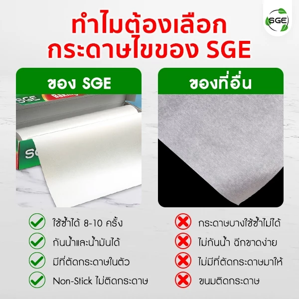 SGE กระดาษไข กระดาษไขรองอบ กระดาษรองอบ มี 4 ขนาด 3 / 5 / 10 / 20 เมตร ทนความร้อนสูง ของเเท้จาก SGE thumbnail 9