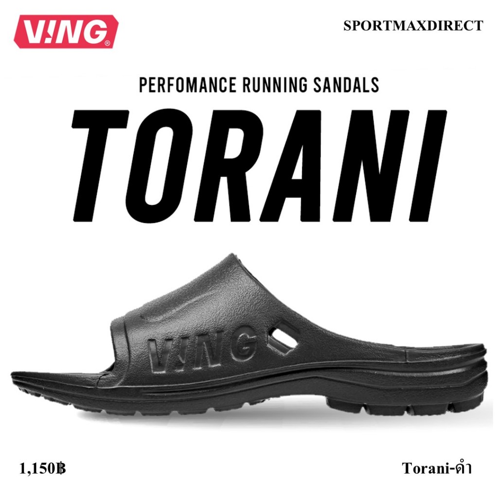 VING รุ่น TORANI รองเท้าแตะวิ่งแบบสวม - สีดำ Onyx Black (Torani-ดำ)