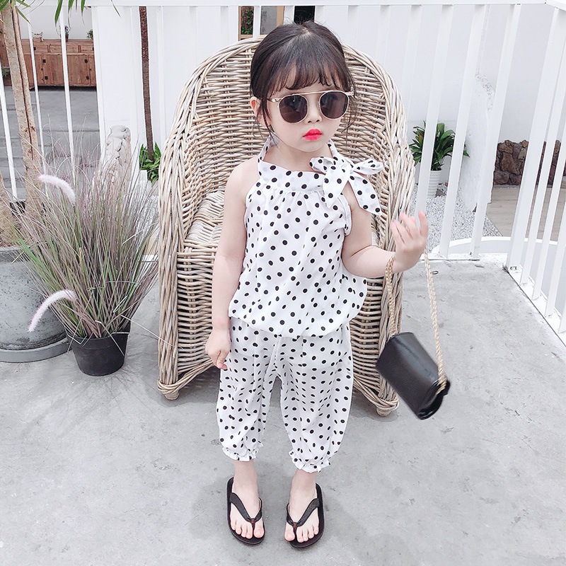 ชุดเซ็ทเด็กหญิง ชุดเด้ก 2ชิ้น เสื้อ+กางเกงขายาว ลายจุด ผ้าชีฟอง ลื่นๆใส่เย็นสบาย #11903 - รูปที่ 3