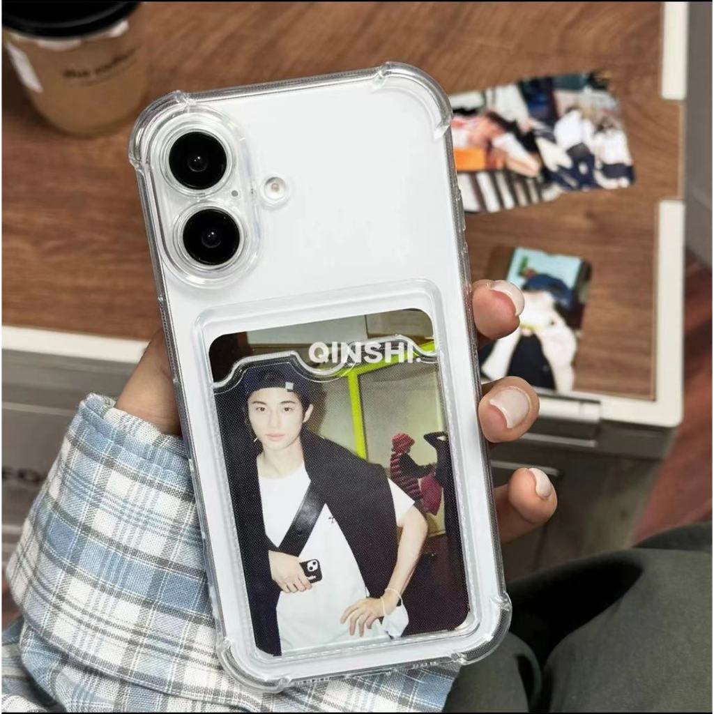 ส่งจากไทย BK เคสใส่บัตร ใส่รูป เคสนิ่ม  กันกระแทก4มุม เคสไอโฟน 16 Pro Max 16 Plus i15 i15pro i15plus i15promax i14promax