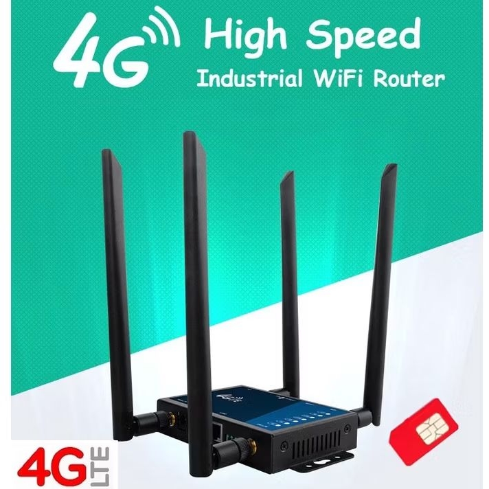 4G Wifi Router Industrial 4 Dtachble Antennas SMA Port เราเตอร์ ใส่ซิม High-Performance Industrial (E)
