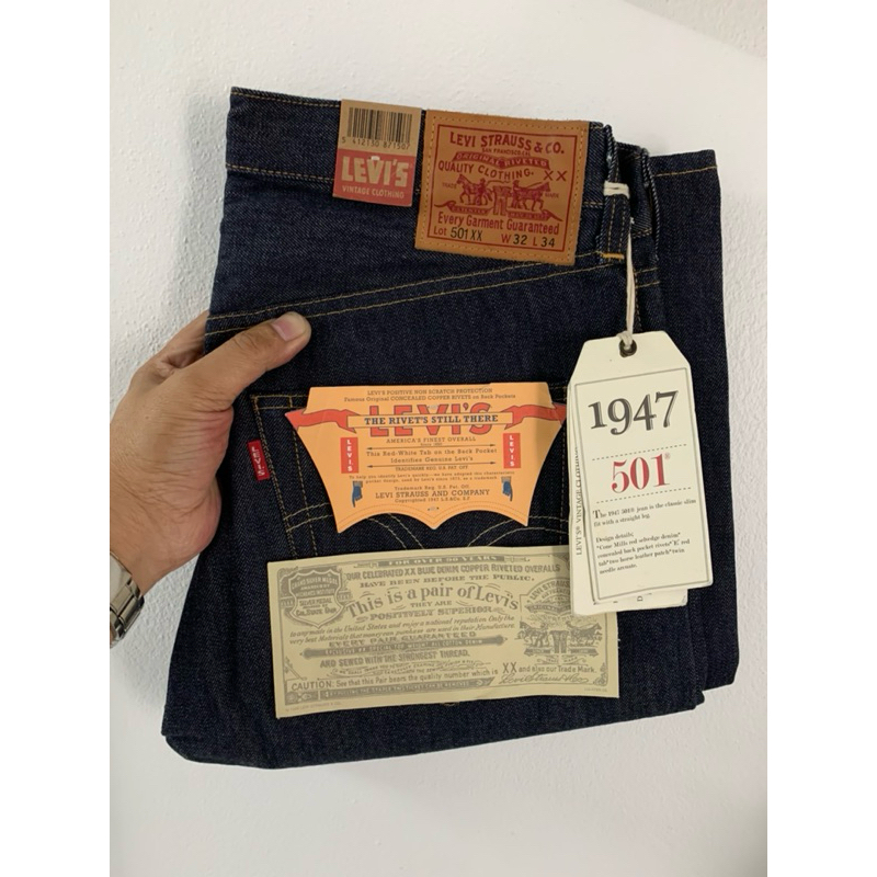 🇺🇸 Levi’s 501xx Redtap bigE ริมแดง LVC 1947 made in the USA 🇺🇸  👉 Size 32/34 วัดจริง 32/46/8.2