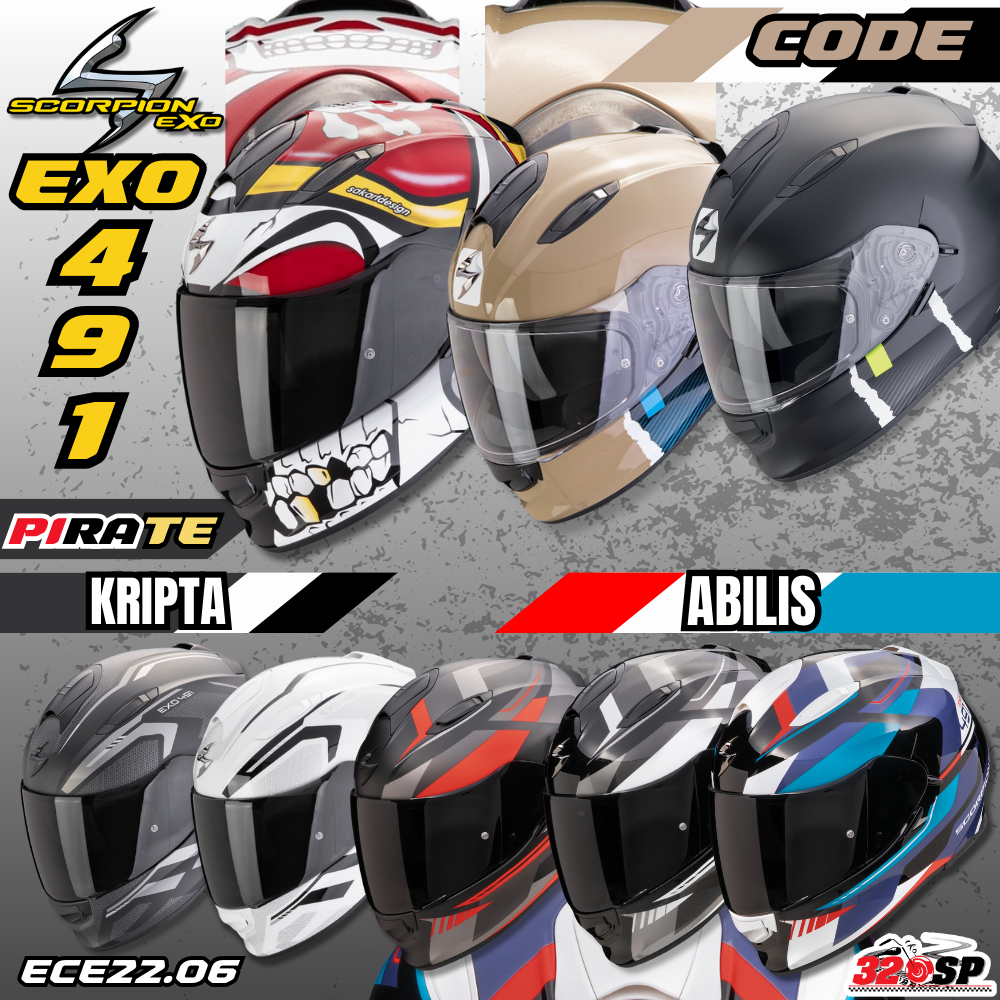 หมวกกันน็อค SCORPION EXO-491 ลายใหม่ล่าสุด แว่น 2 ชั้น ส่งไว!! 320SP