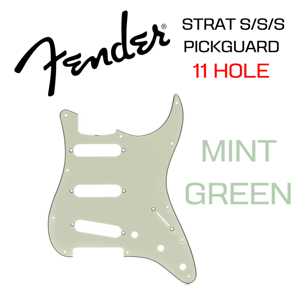 Fender ปิ๊กการ์ด Pickguard 11-hole '60s Vintage-style Strat S/S/S  3-ply Mint Green